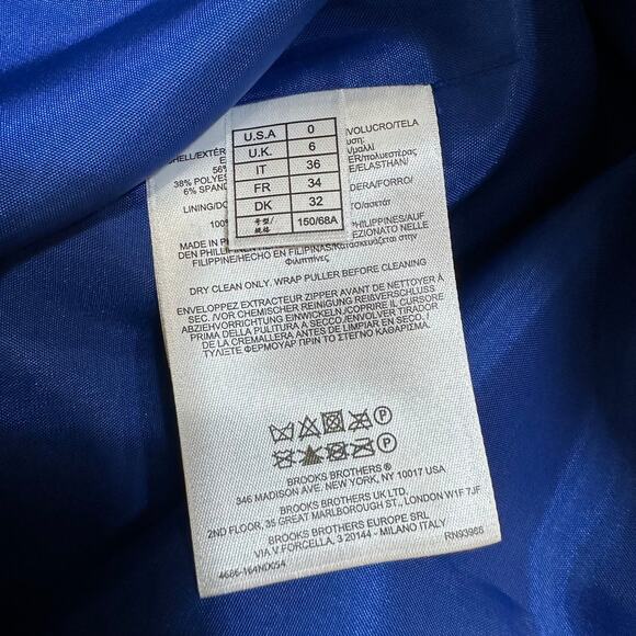 NWT Brooks Brothers Red Fleece Dress Royal Blue Wool Blend Short Sleeve Pencil 0 - Picture 9 of 10